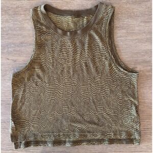 Lululemon Train to Be Tank Top-Ripple Wave Deep Artifact-Auric Gold-Size 4‎